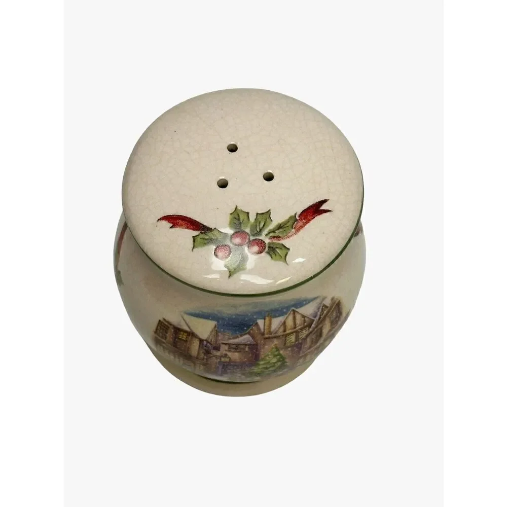 Stoneware CIB Dickens Winter Scene Salt Pepper Shakers Christmas Holidays